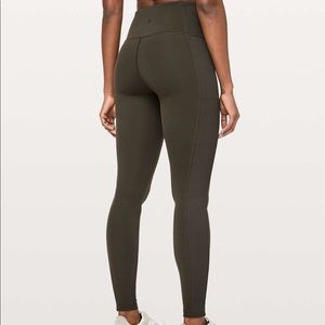 Lululemon Wunder Under High-Rise Tight * Rib 28” Dark Olive Size 8